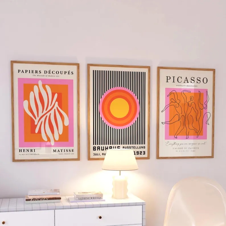 3 peças de arte moderna laranj - Interior Design Room avaliação e preço